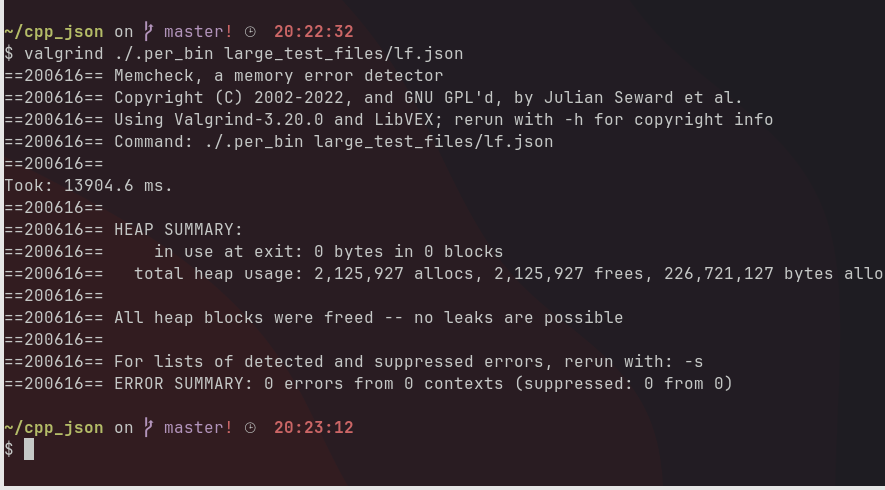 memory leak check